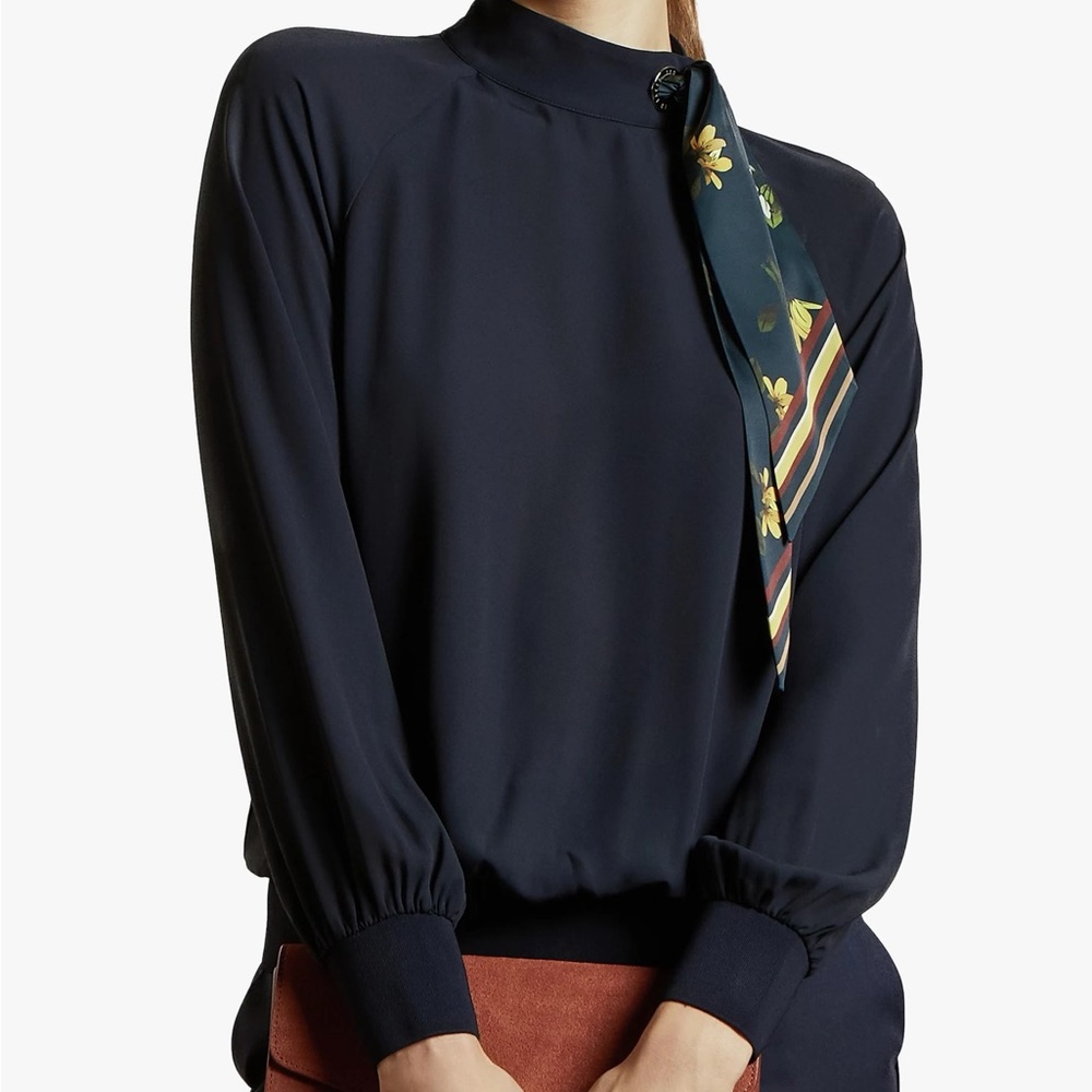Ted Baker Mavey Scarf Detail Blouse Navy